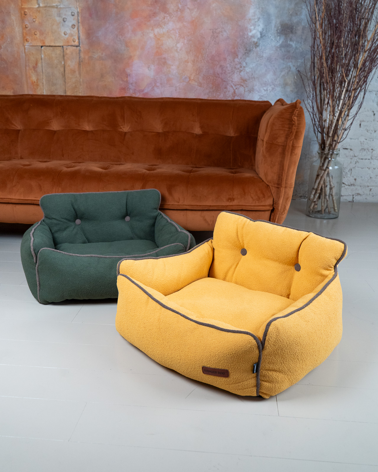 BOHEMIAN design kutyafotel, sárga